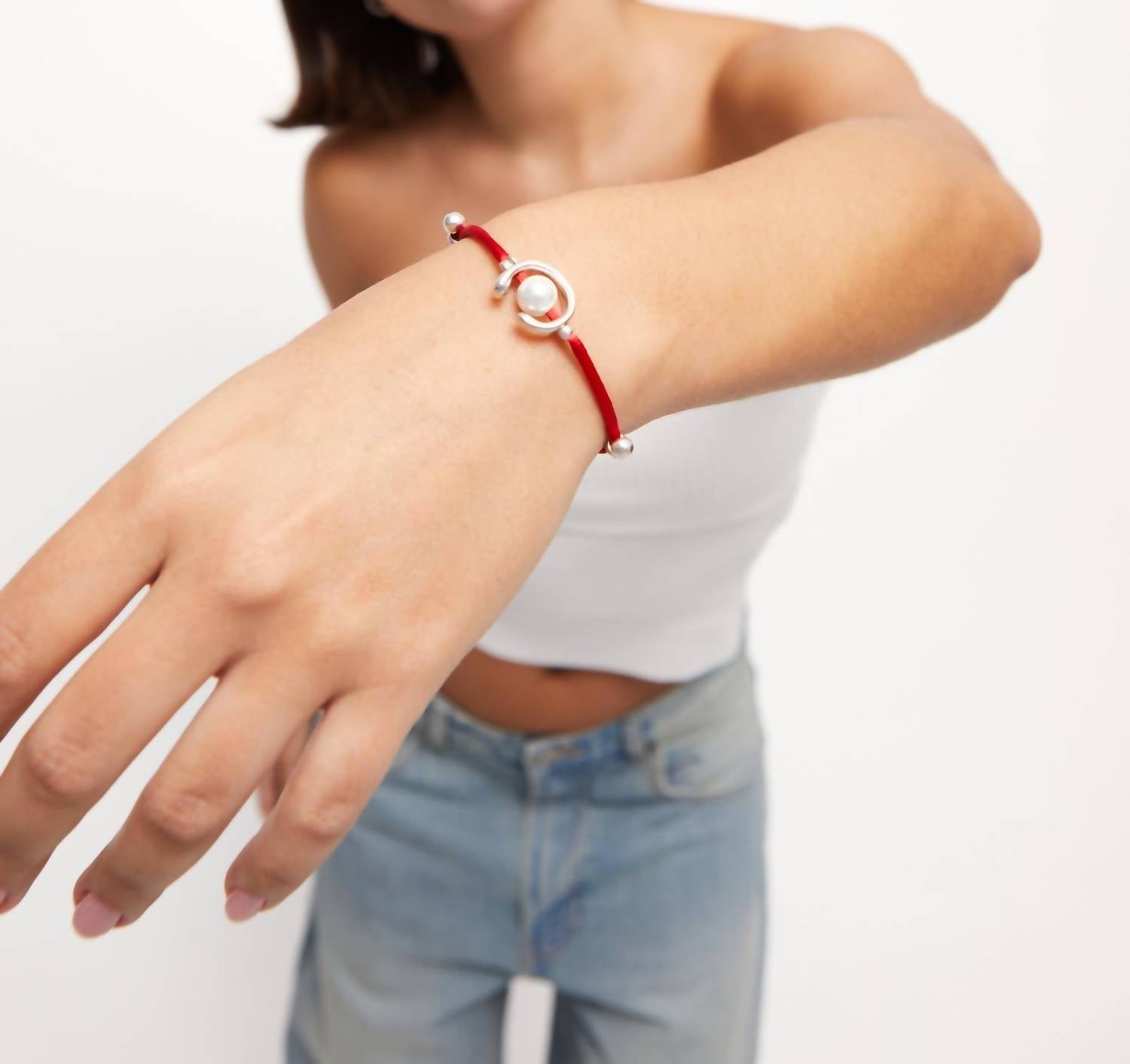 UNOde50 Women's Pearl Bracelet in red - women's jewelry - alternate view