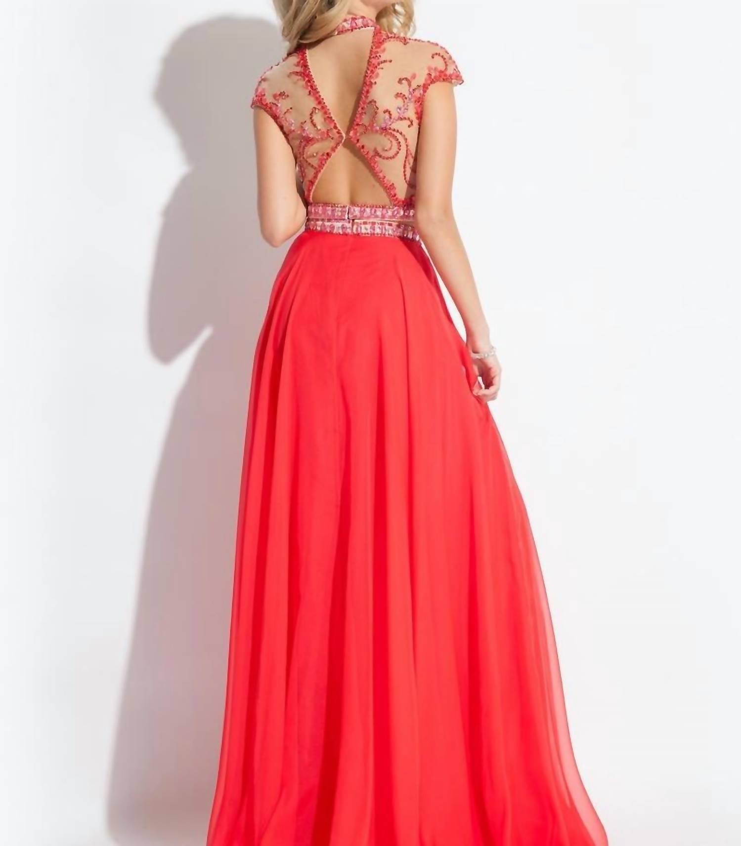 Rachel Allan - Two-piece Embellished Chiffon Gown