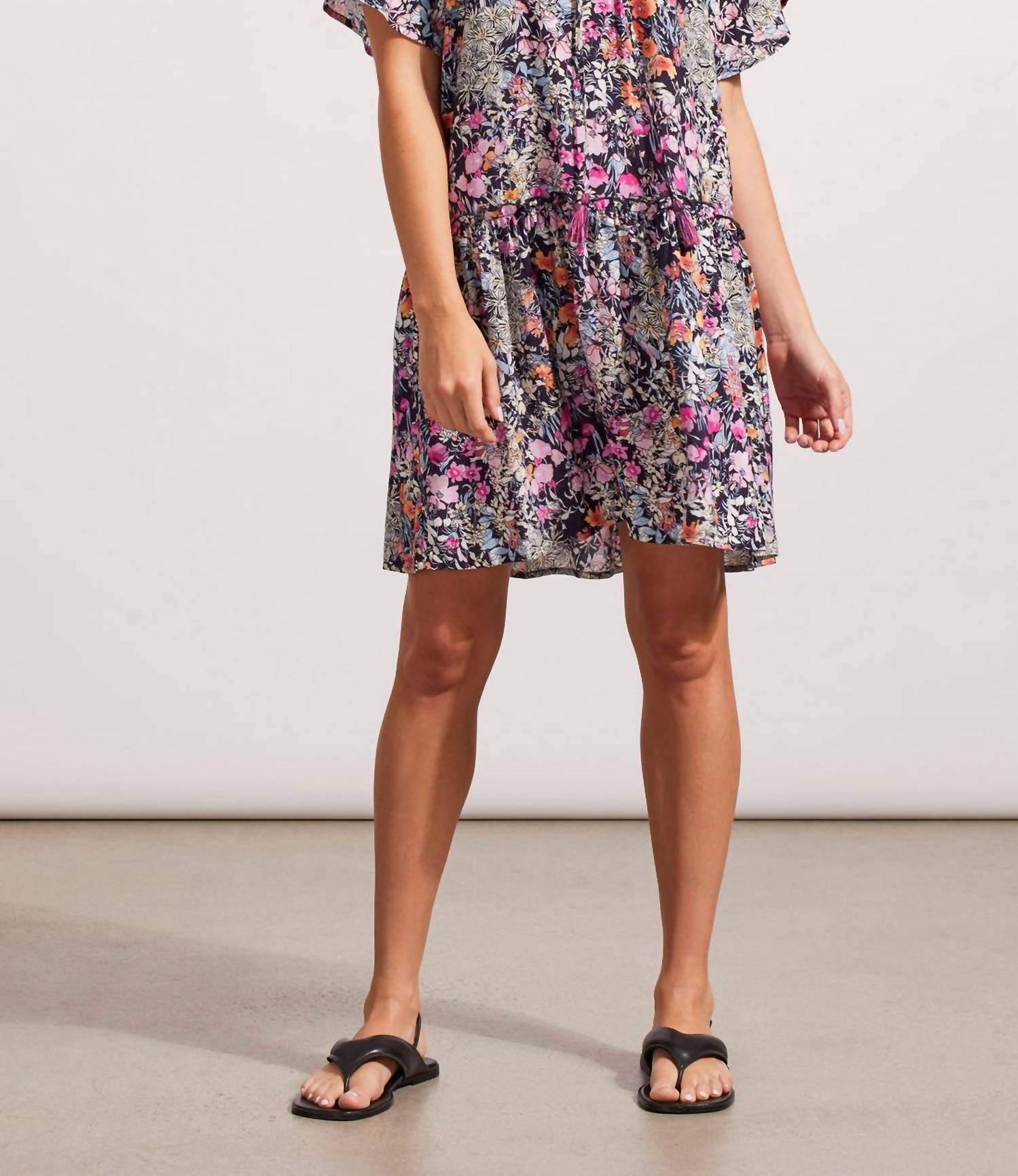 Tribal - Raglan Sleeve V-neck Tiered Dress