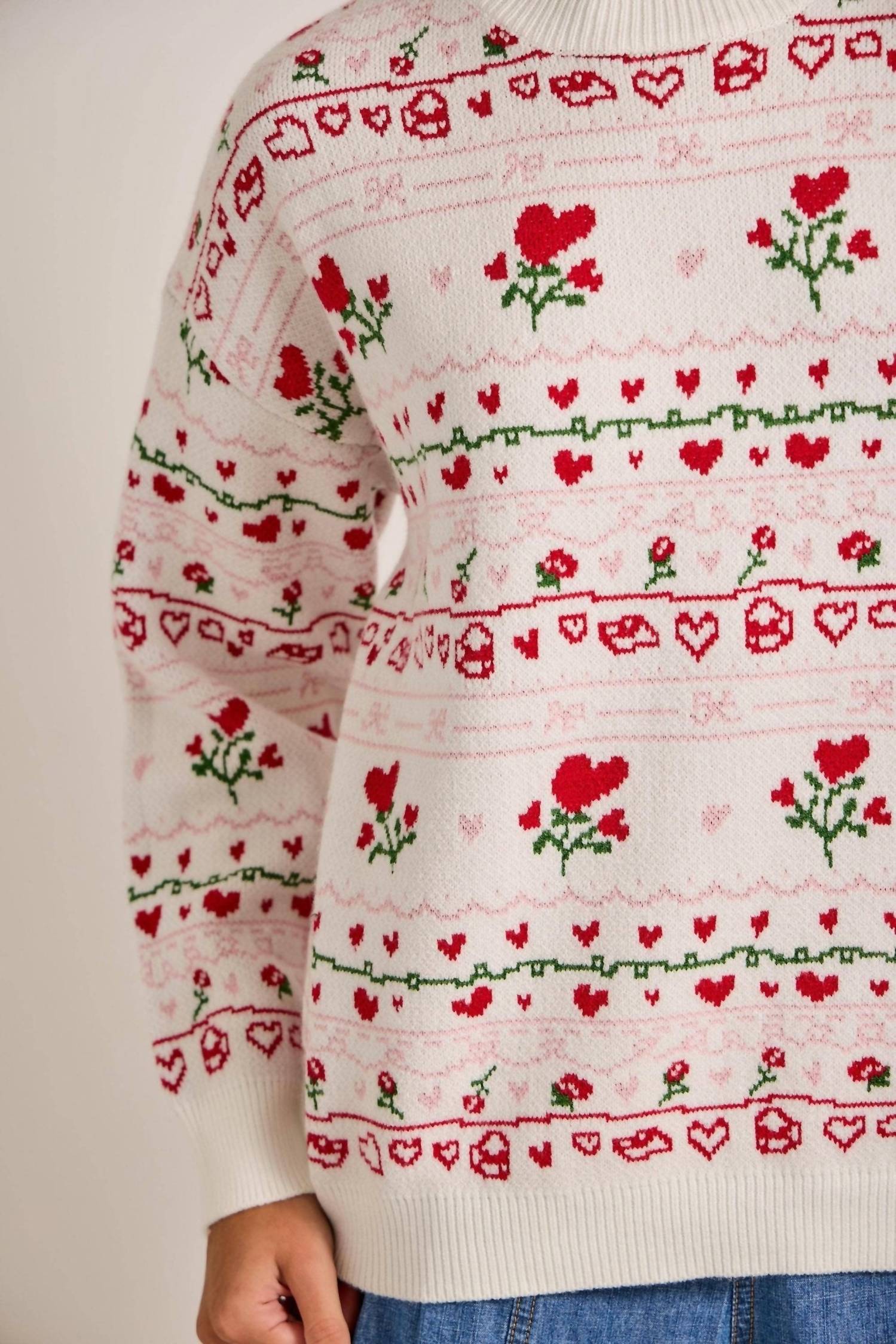 Main Strip - Heart & Rose Sweater