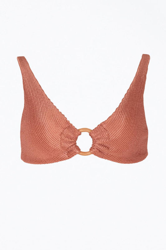 REBECCA RIBBED O-RING BIKINI TOP