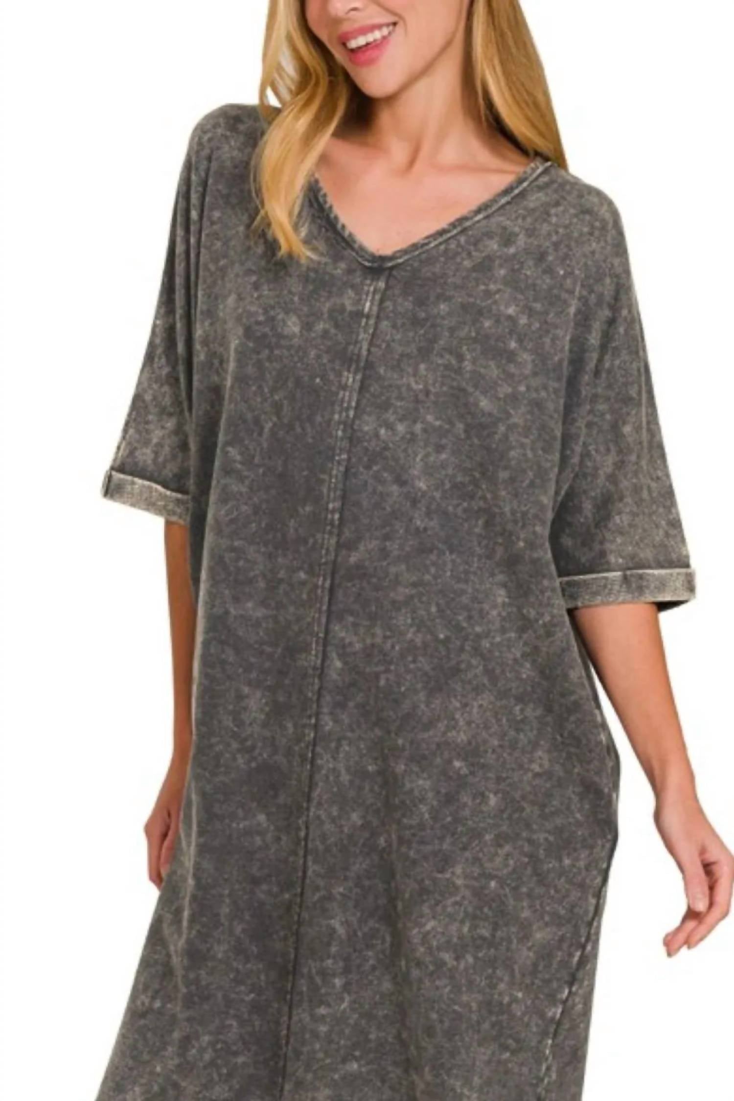 Zenana - Acid-washed French Terry Tee Shirts Dress