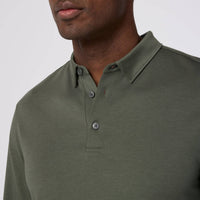 Mizzen + Main Kent Long Sleeve Polo in olive - men's shirt - alternate view