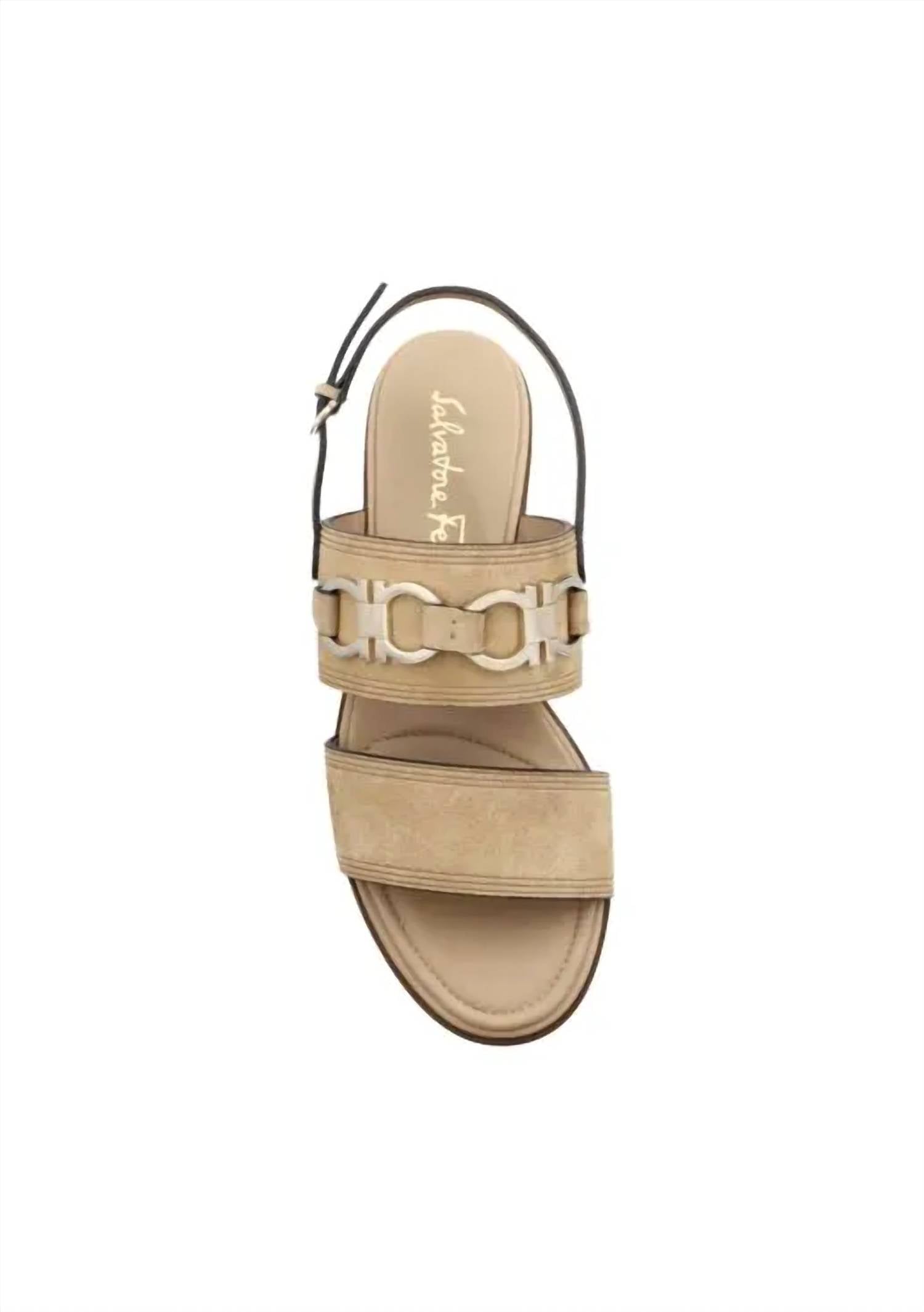 Salvatore Ferragamo - Women's Gancini Plaque Suede Sandals