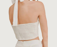 SAGE THE LABEL Polly Halter Top in off white - women's shirt - alternate view