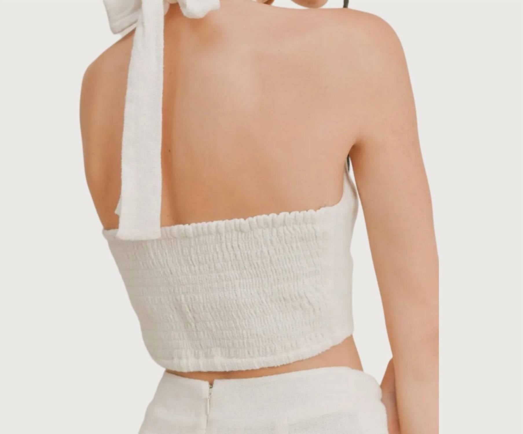 SAGE THE LABEL Polly Halter Top in off white - women's shirt - alternate view