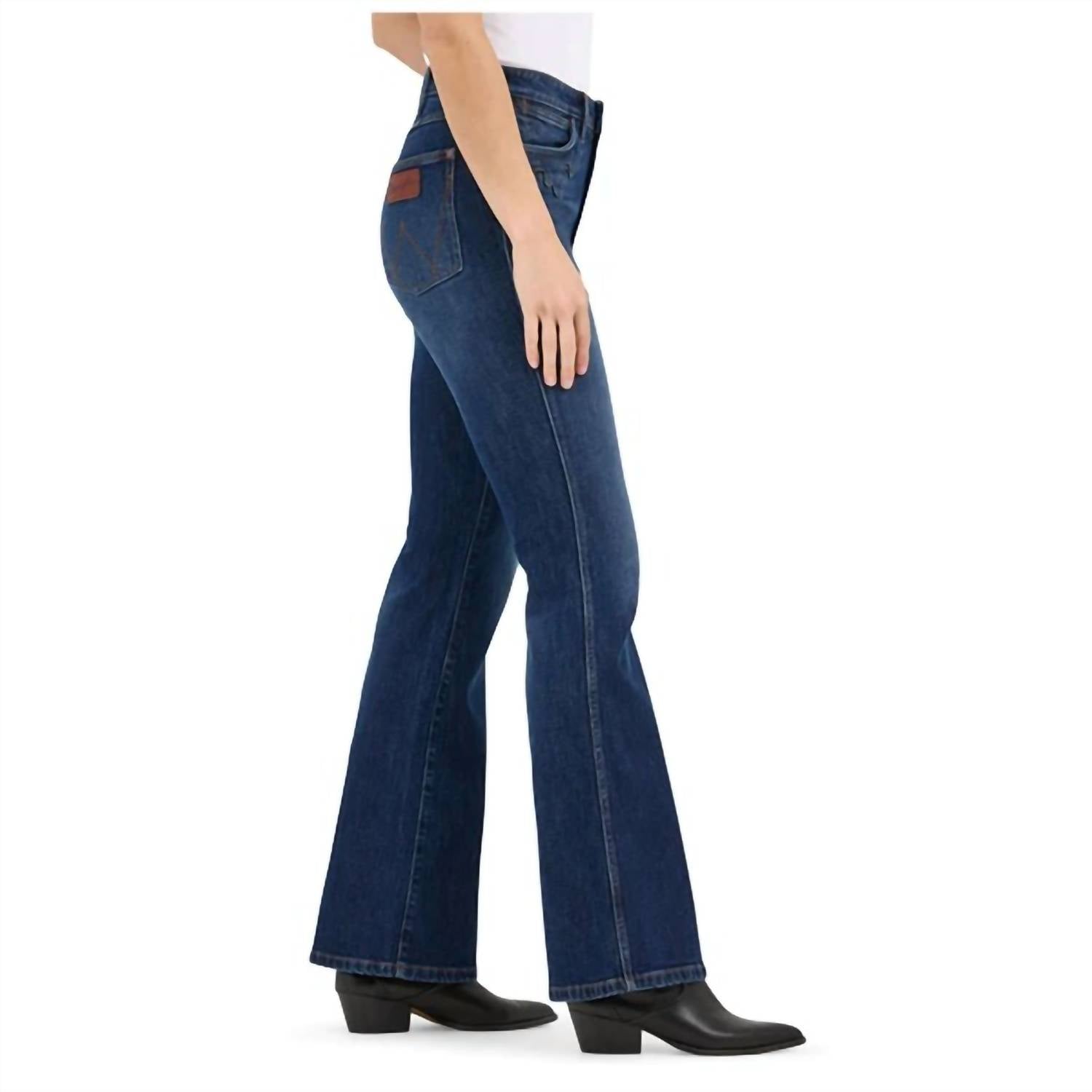 Wrangler Wrenley High Rise Bootcut Jean in dark wash - women's jeans - detail view