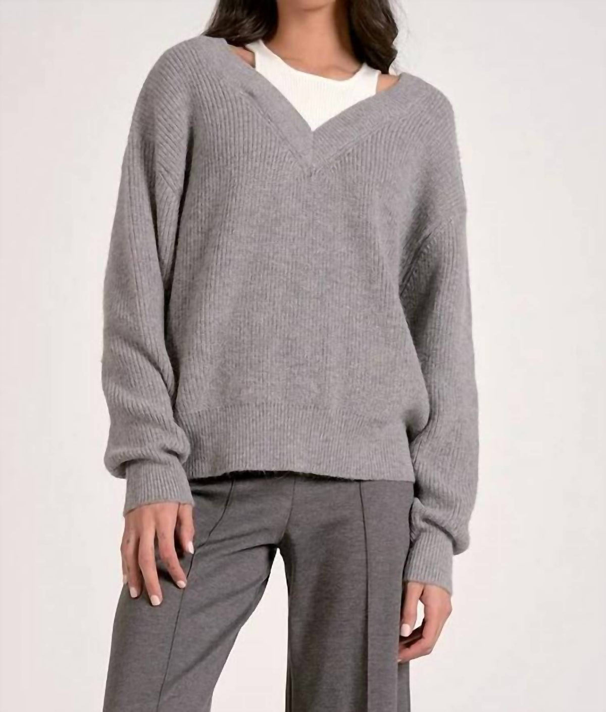 Elan - Ashtin Deep V Neck Sweater