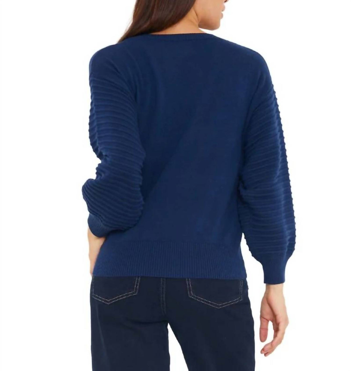 Brodie Cashmere - Textured Balloon Sleeve Crew Sweater