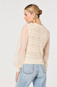 Astr - Ann Crochet Knit Balloon Sleeve Sweater