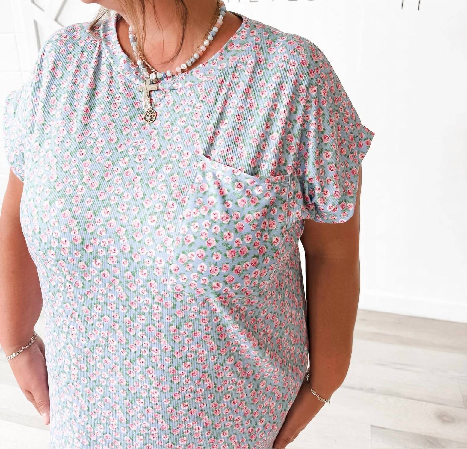 Haptics - Olivia Floral Ribbed T Dress