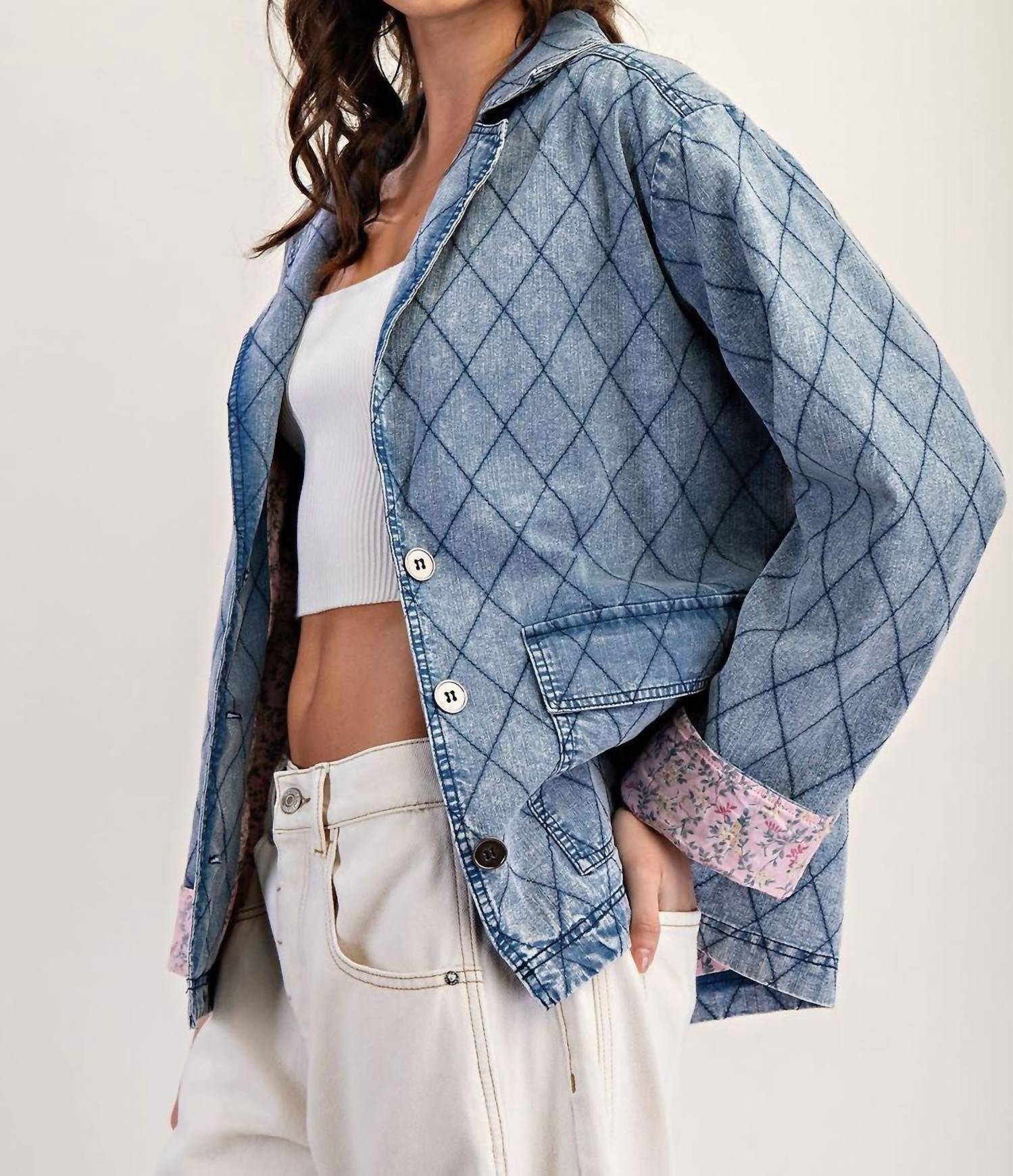 Ee:Some - Washed Denim Quilted Jacket