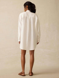 Faherty Women’s Dune Cotton Gauze Haze Shirtdress in white - women's dress - detail view