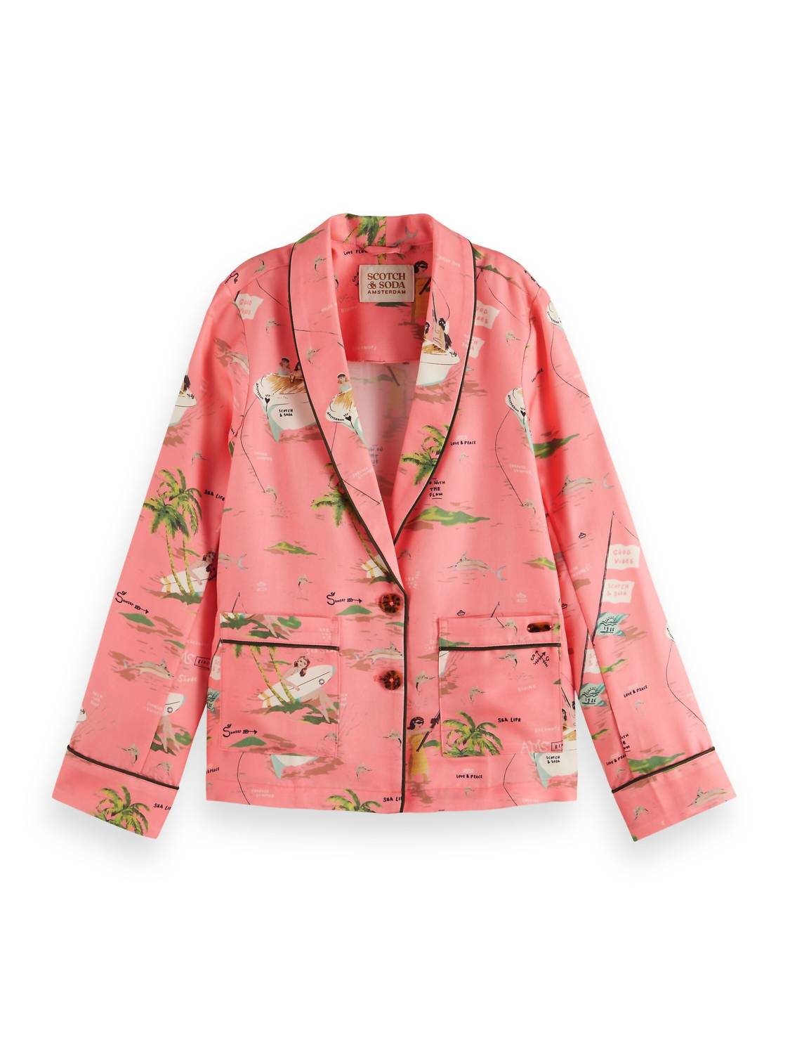 Scotch & Soda - Girls Single Breasted Printed Blazer