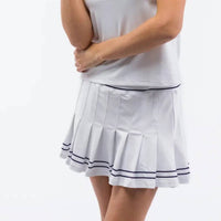 SMITH & QUINN Polyester Blend Pleated Skort in white navy - women's shorts
