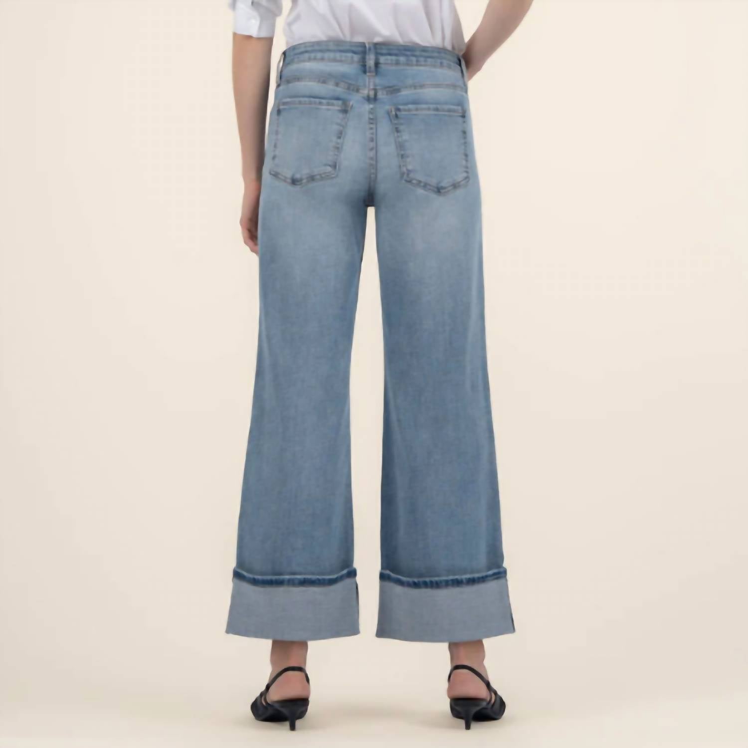 Kut From The Kloth - Meg High Rise Wide Leg Roll Up Hem Jeans