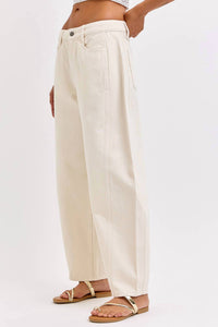 Cello - Mid Waisted Barrel Leg Jeans With Side Panels
