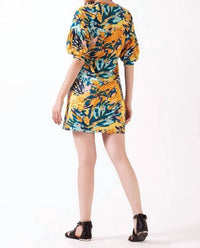 Celina Moon - Troian Puff Sleeve Mini Dress