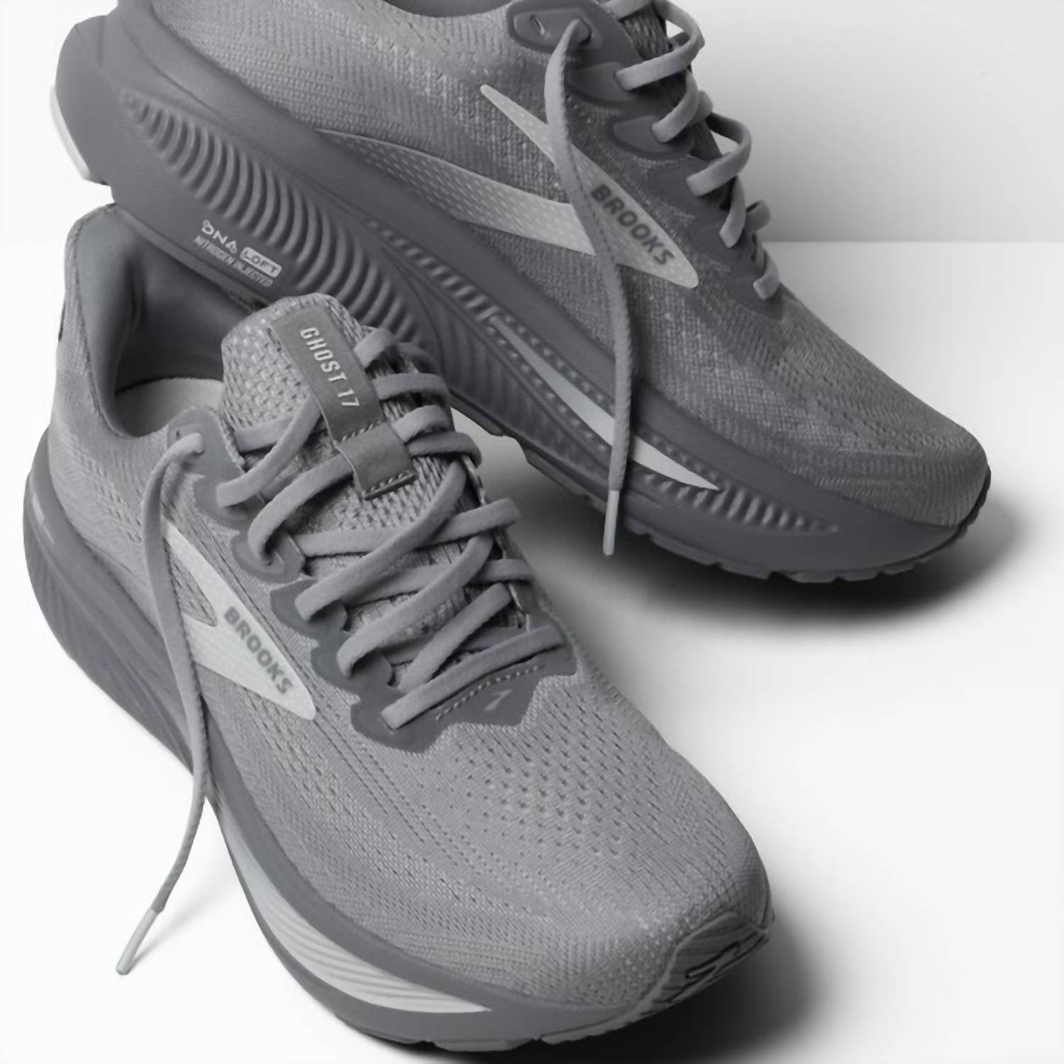 BROOKS Men's Ghost 17 Running Shoes in primer gray oyster mushroom 1 - men's shoe - view 4