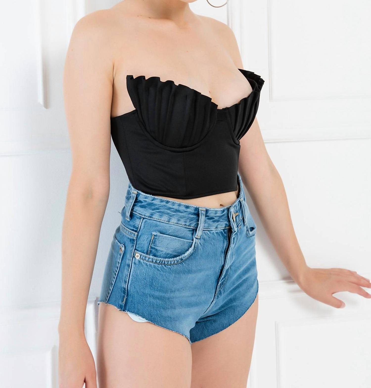 Kikiriki - Ariela Pleated Shell Bust Crop Bustier Top