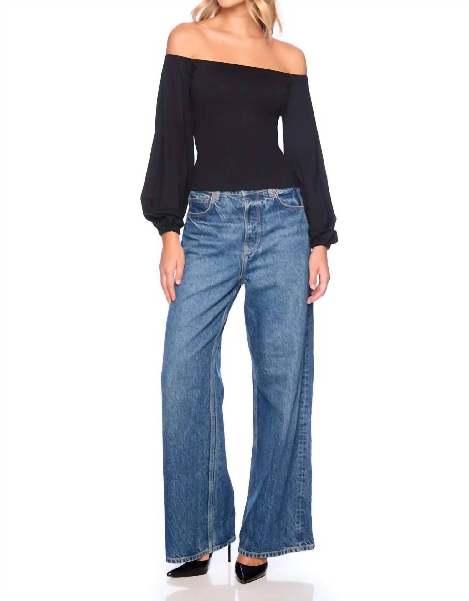Susana Monaco - Off-Shoulder Poet Sleeve Top