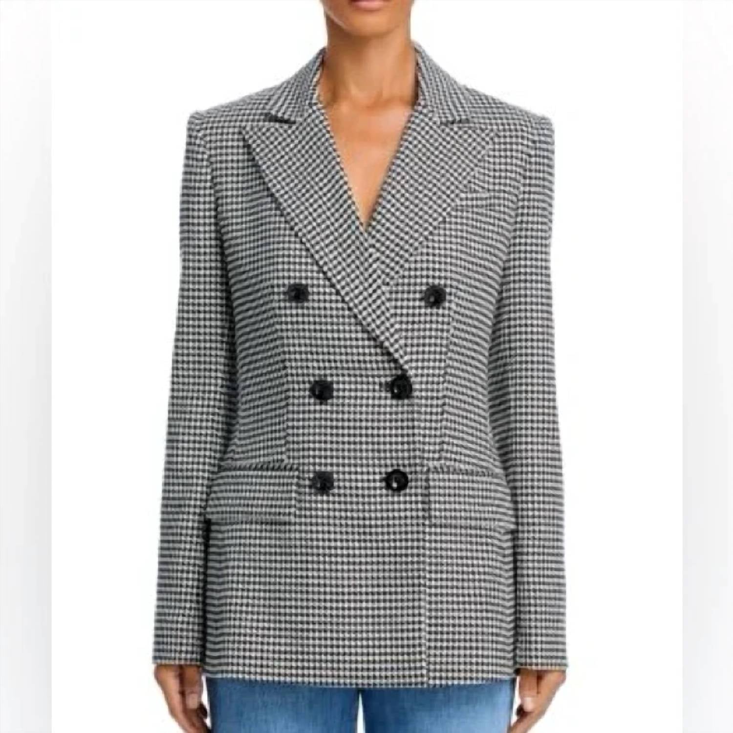 Toccin - Magnolia Houndstooth Double-Breasted Blazer