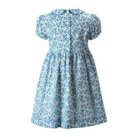 Rachel Riley - Girl's Forget Me Not Puff Sleeved Smocked Dress
