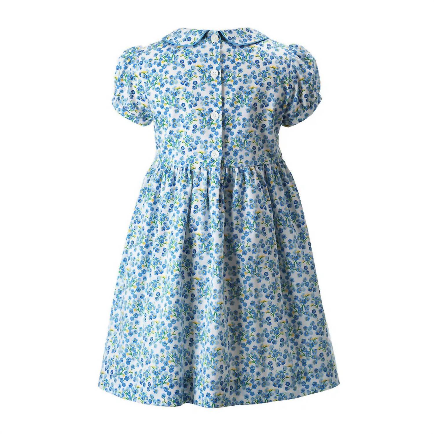 Rachel Riley - Girl's Forget Me Not Puff Sleeved Smocked Dress