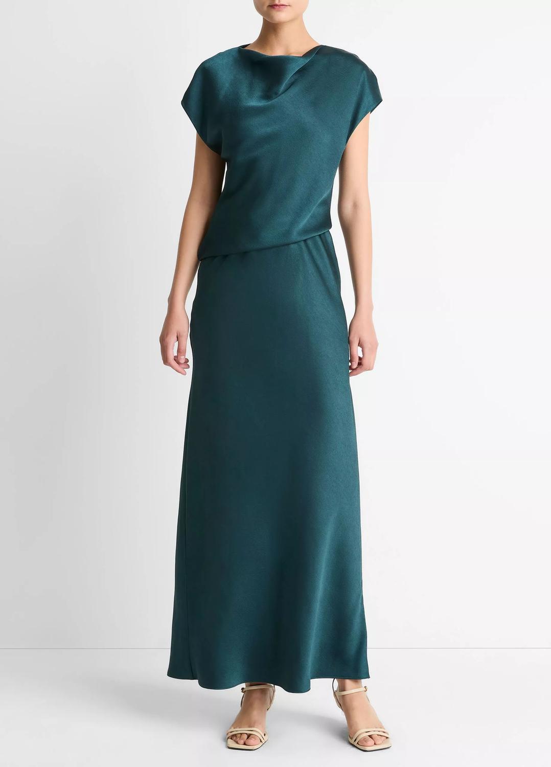 Vince - Draped Satin Cowl-neck Maxi Dress