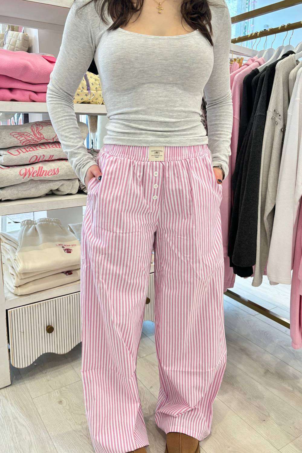 Sunkissed Coconut - Striped Boxer Lounge Pants