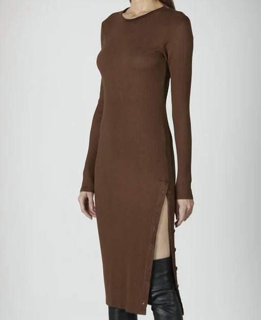 Enza Costa - Viscose Rib Crewneck Button Midi Dress