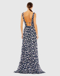 Mac Duggal - Floral Print Sleeveless Ruffled High Low Gown