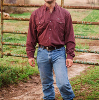 Ferrell Nicholas Long Sleeve Shirt in burgundy - men's shirt
