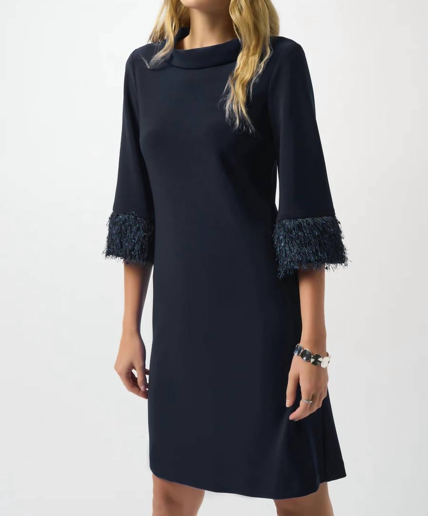 Joseph Ribkoff - High-neck Knee-length Shift Dress