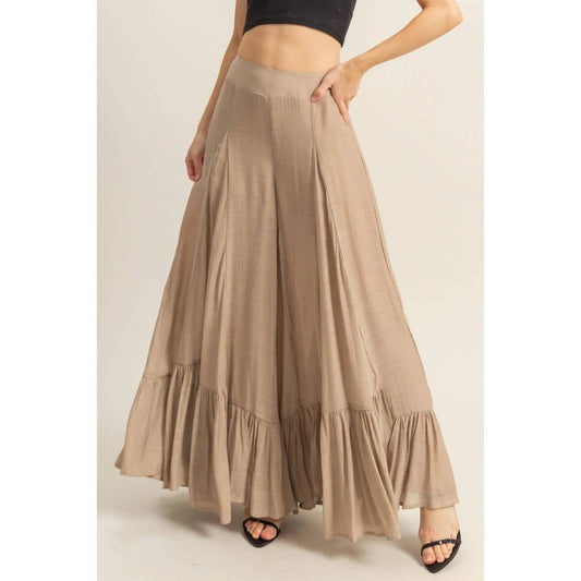 Hyfve - High-Waist Ruffle Flared Wide Leg Pants