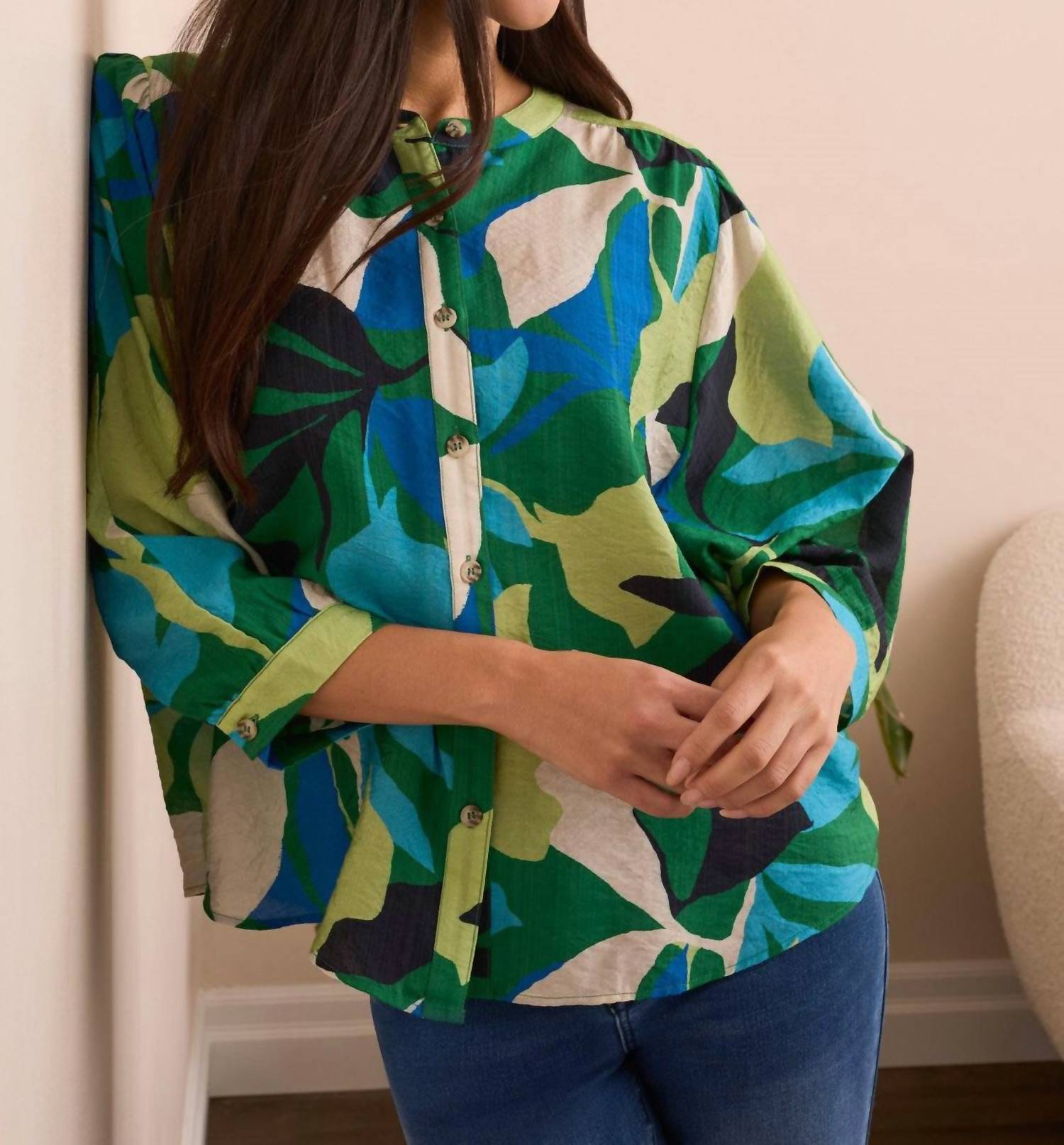 Tribal - Flowy Dolman Sleeve Blouse