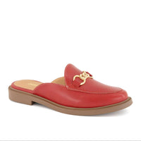 Andrea Women's Flat Mocassin Mule in red - women's shoe