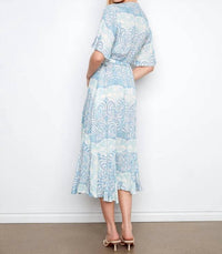 Charlie B - Printed Flutter Sleeve Faux Wrap Dress