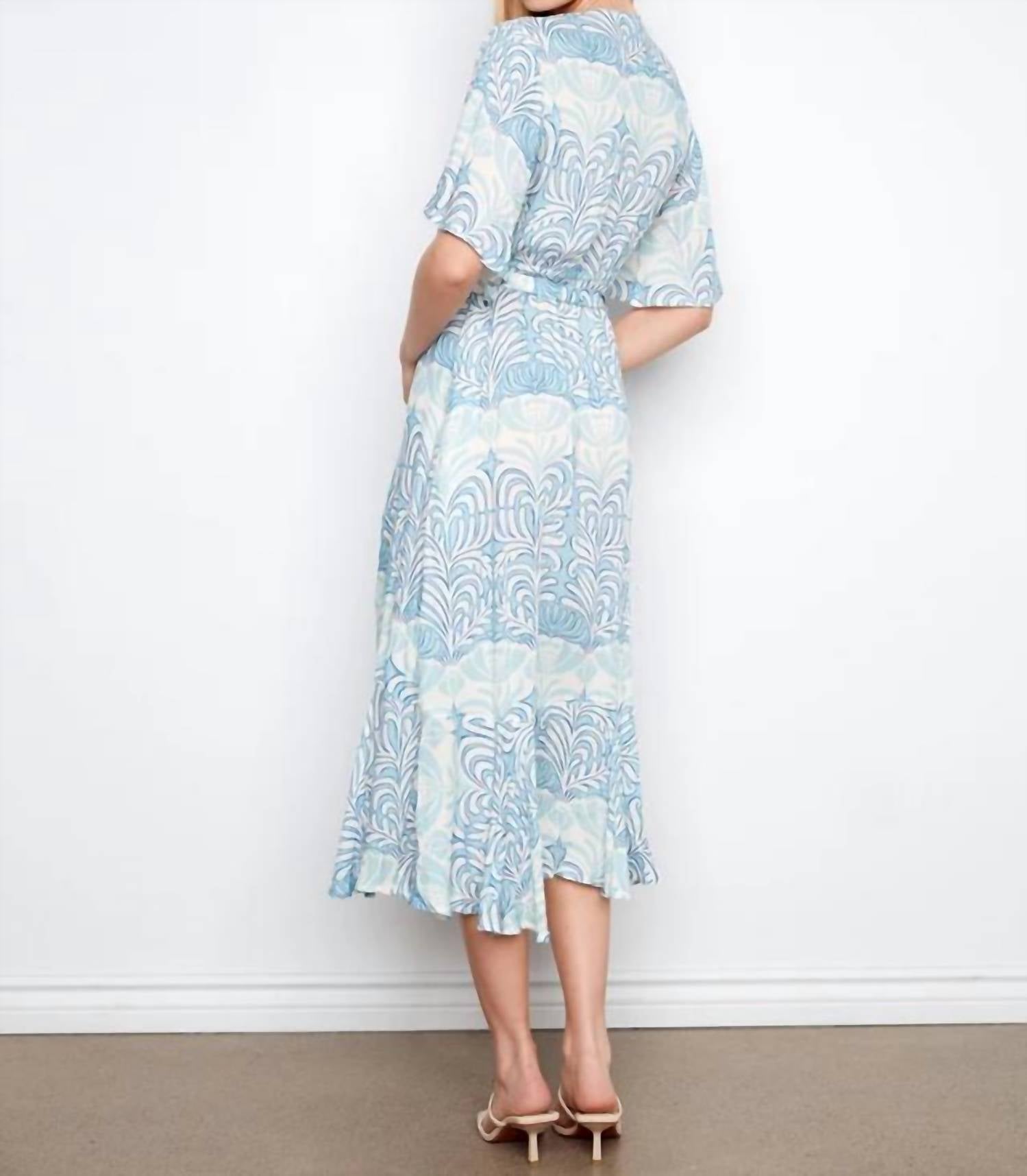 Charlie B - Printed Flutter Sleeve Faux Wrap Dress