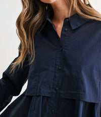 Joh Juellette Pleated Long Sleeve Top in blue - women's blouse - view 6