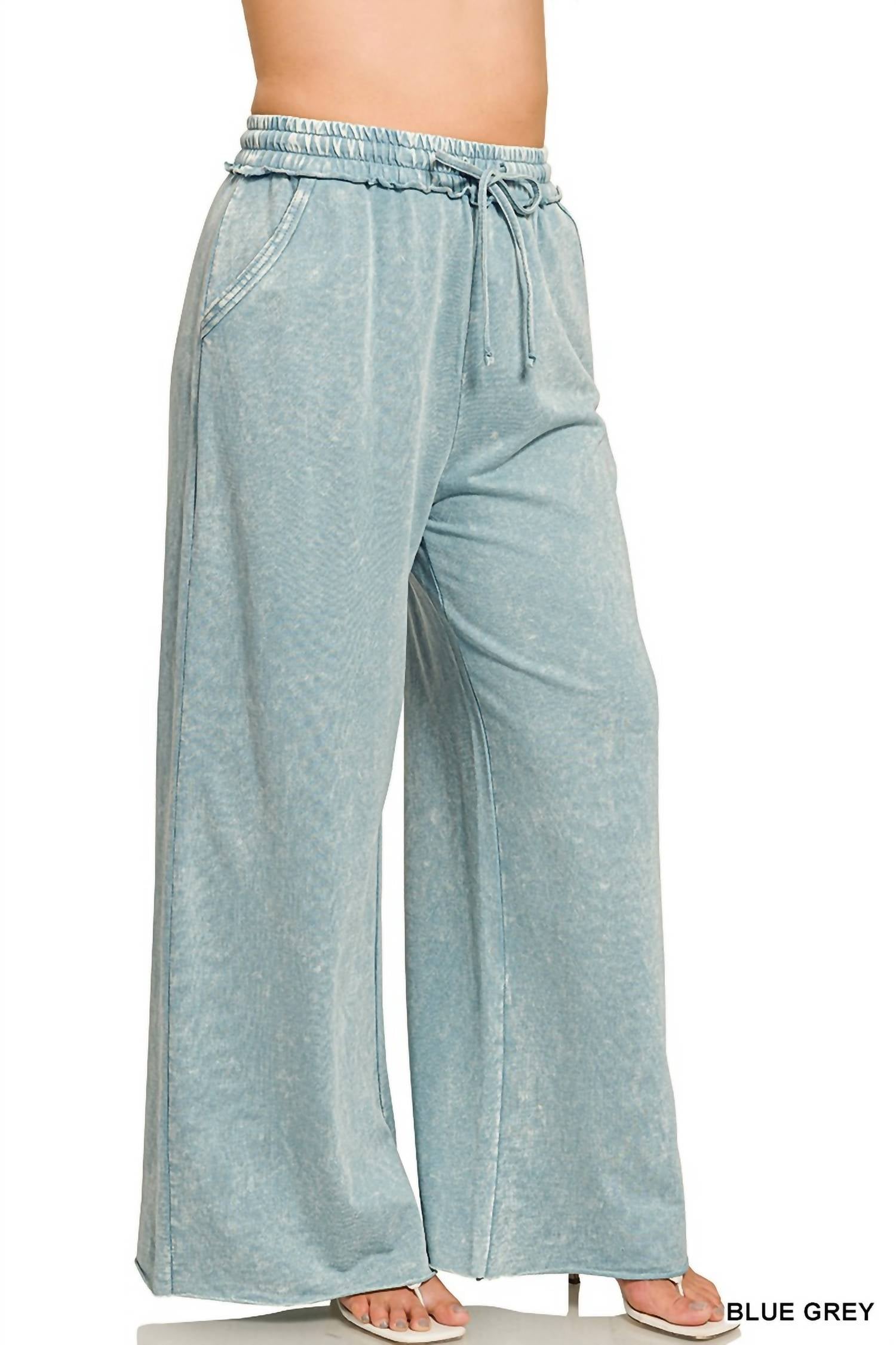Zenana - French Terry Wide Leg Pants