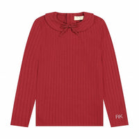 Retrokid - Girls Mae Bow Ribbed Collar T-shirt