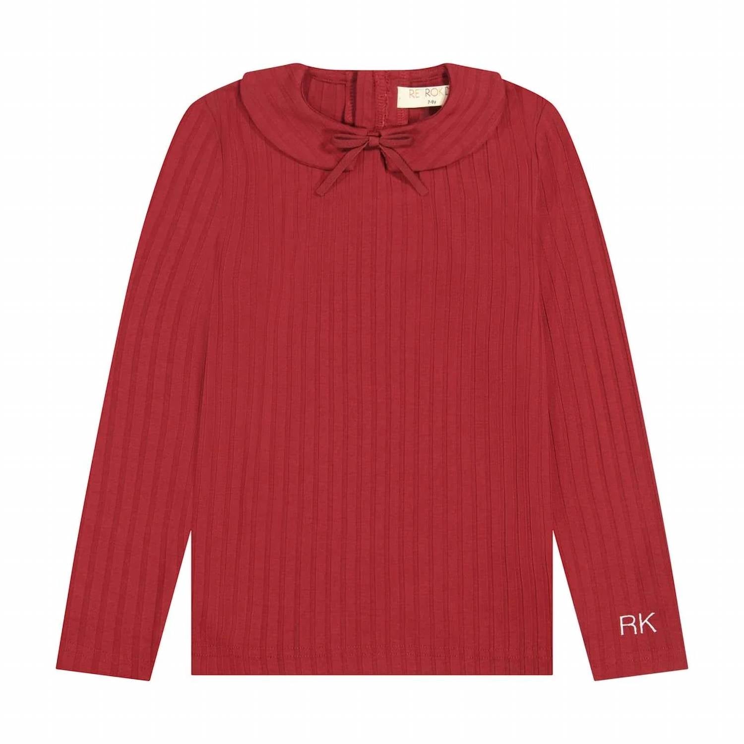 Retrokid - Girls Mae Bow Ribbed Collar T-shirt