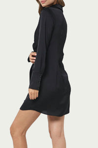TIE-FRONT SATIN SHIRT DRESS