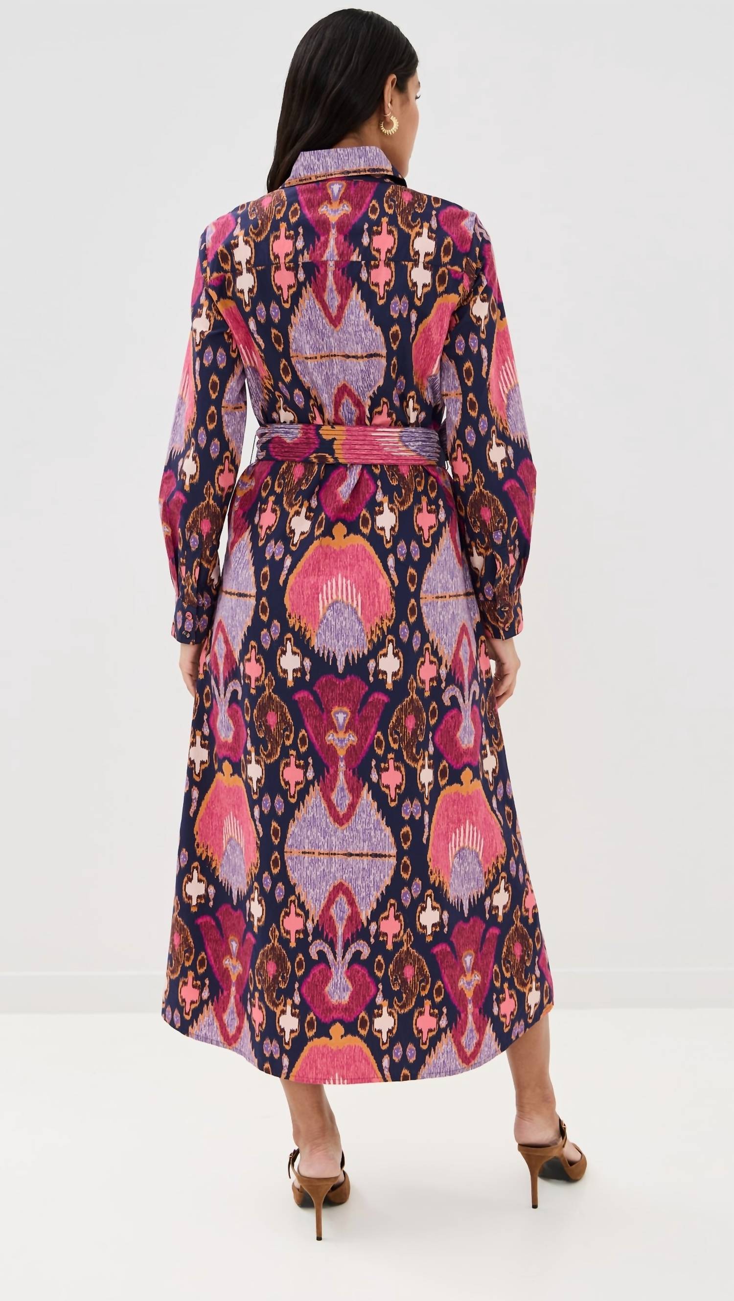 FIGUE Bassa Dress in fan ikat true navy - women's dress - alternate view