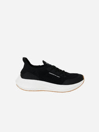 8000 Kicks Men's Hemp Leather Runner Sneaker in black white - men's shoe - detail view