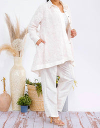 Karen T Design - Button Down Tunic And Straight Leg Pant Set