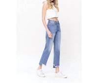 Flying Monkey - Norah High Rise Frayed Hem Straight Jeans