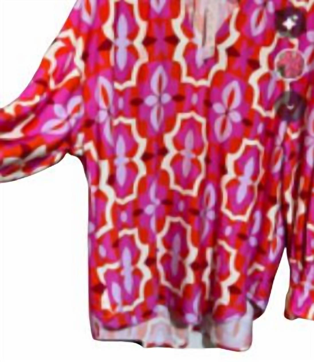 Boho Chic Women's Gathered Sleeves Top in pink - women's blouse