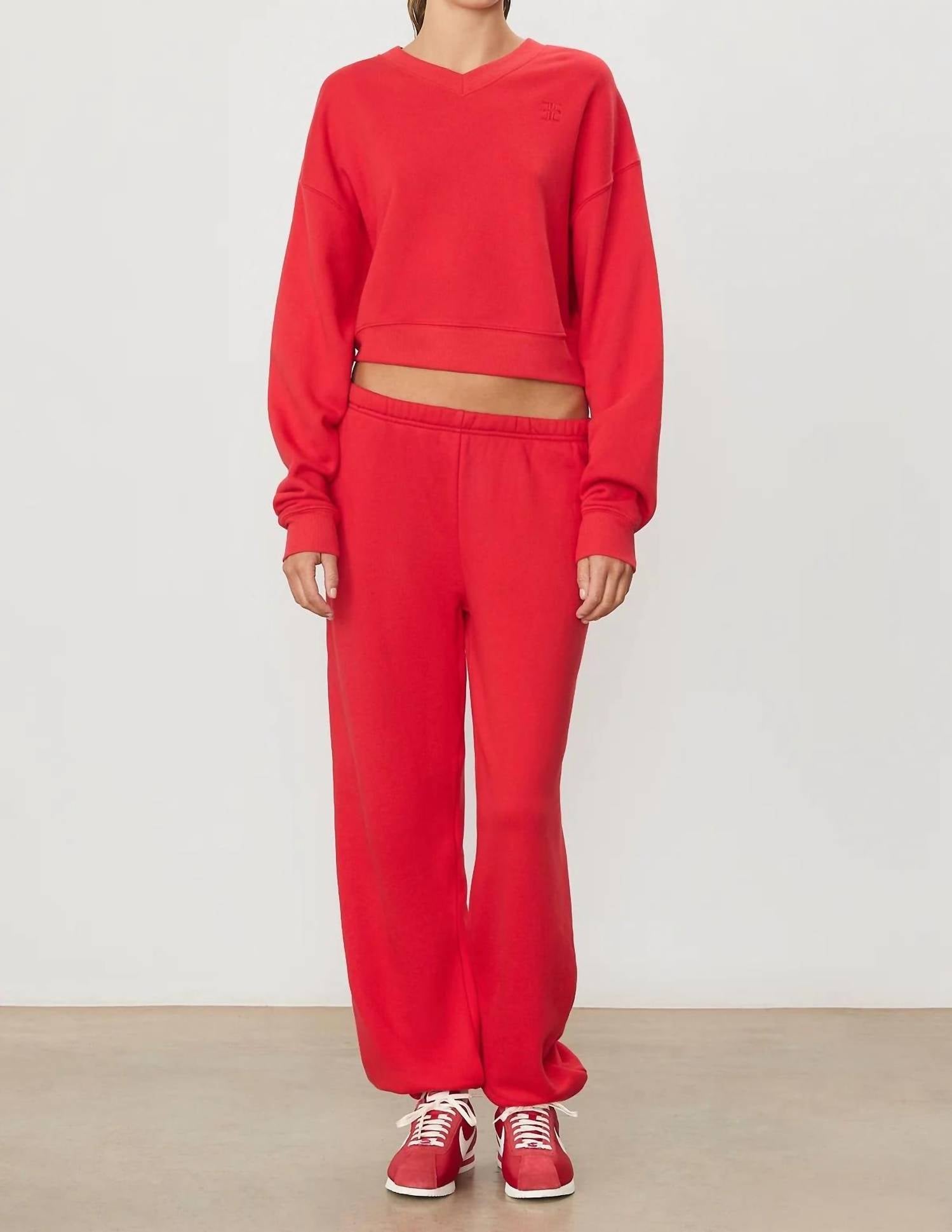 Eterne Boyfriend Pocket Sweatpants in scarlet - women's pants